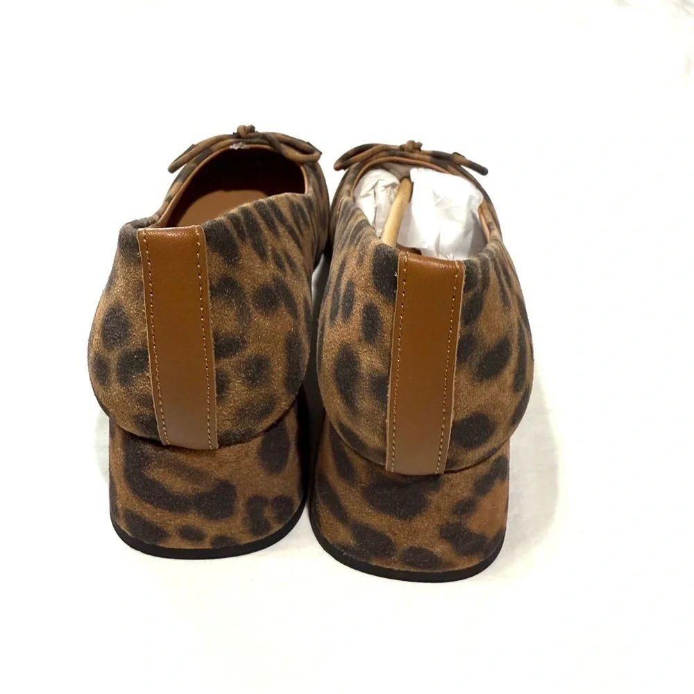 Gentle Souls by Kenneth Cole Leopard Print Pump Size 8.5 Leather Bow Classic